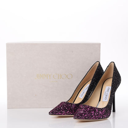 Jimmy Choo Coarse Glitter Degrade Romy 100 Pumps 37.5 Pink Black 10 of 10