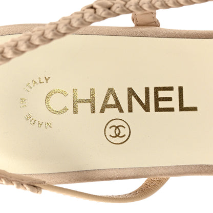 Chanel Satin Braided Slingback Flats 40.5 Beige 7 of 10