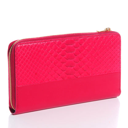 Celine Python Lambskin Large Zip Around Multifunction Wallet Fuchsia 3 of 9