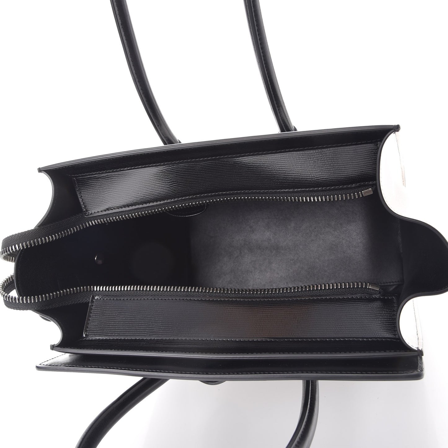 Sleek Calfskin Micro Bi-Color Luggage Black White