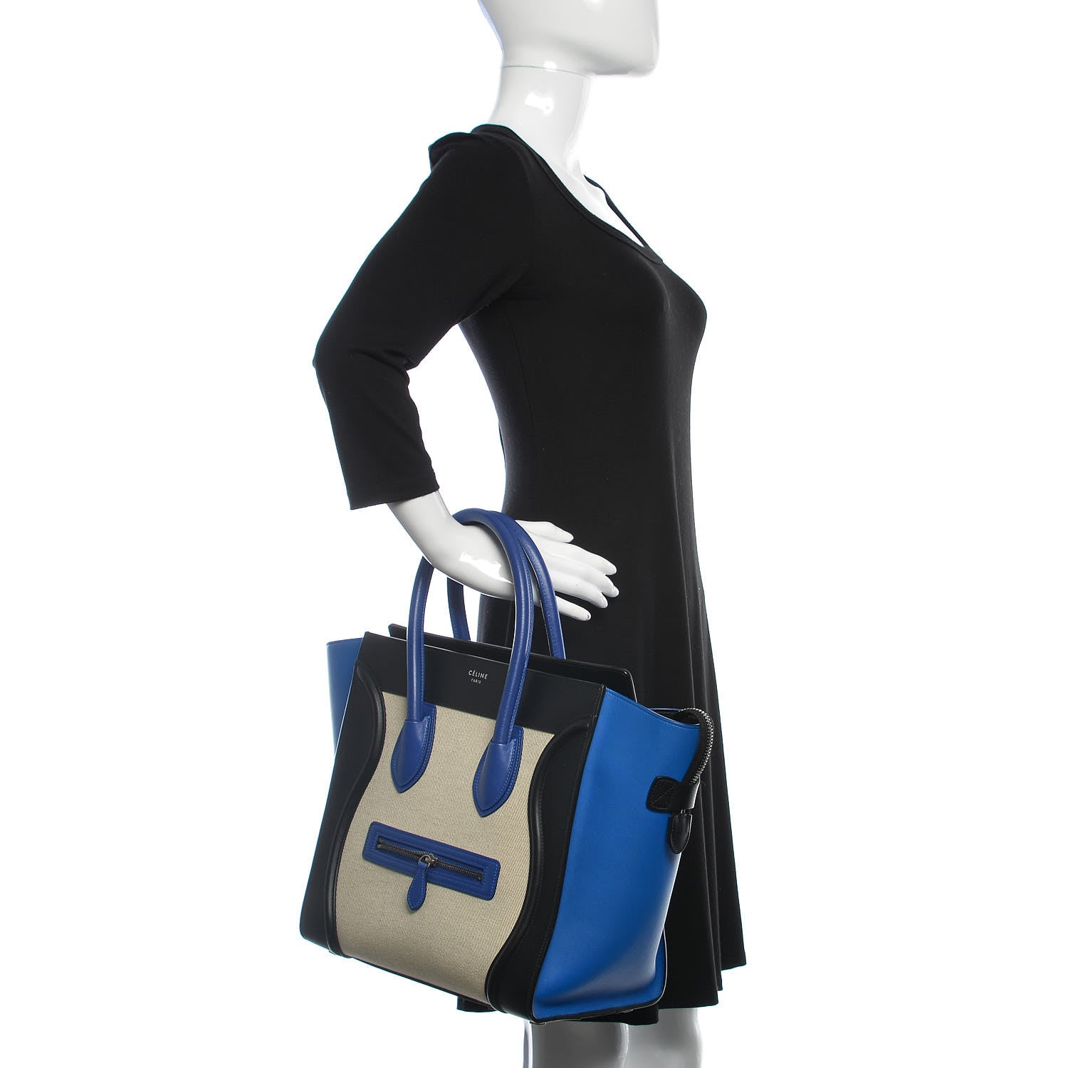 Celine Canvas Smooth Calfskin Mini Tri-Color Luggage Indigo 2 of 12