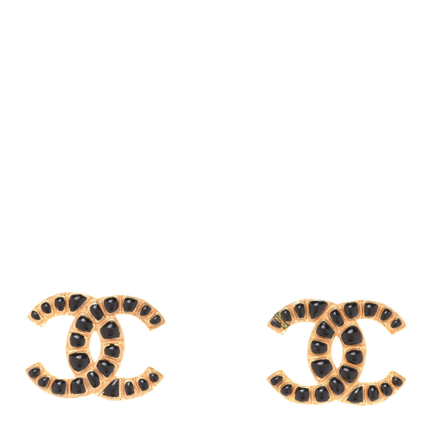 Chanel Resin Along The Nile CC Earrings Gold Black 1 of 5