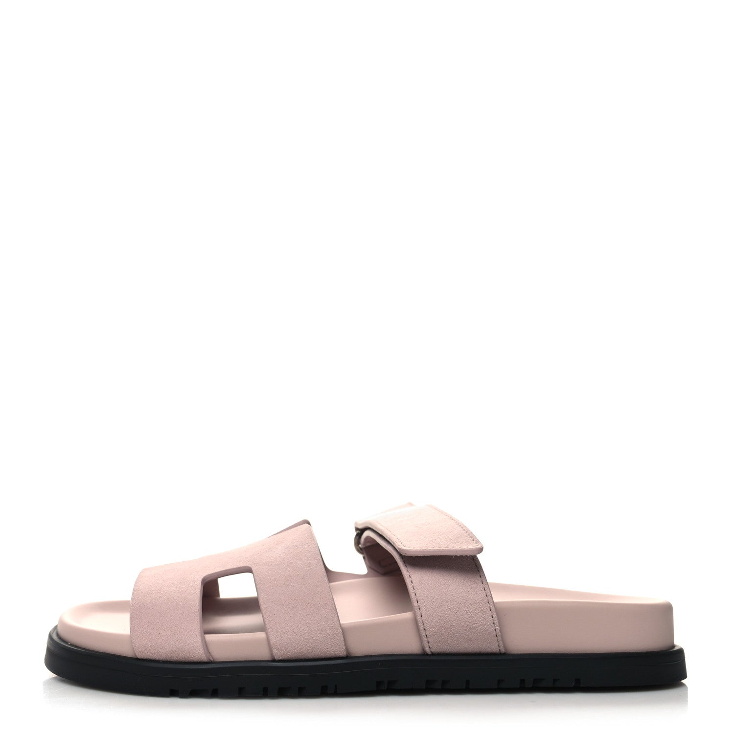 Hermes Suede Goatskin Womens Chypre Sandals 38.5 Rose Porcelaine 1 of 8