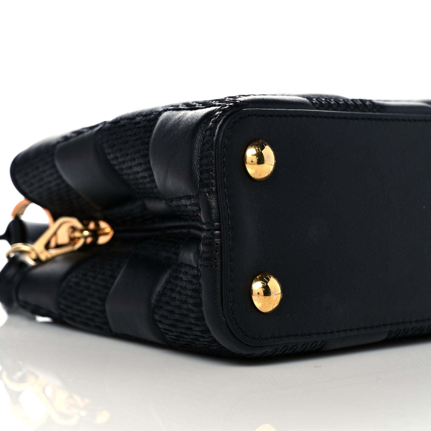 Lambskin Damier Quilt Capucines BB Matte Black