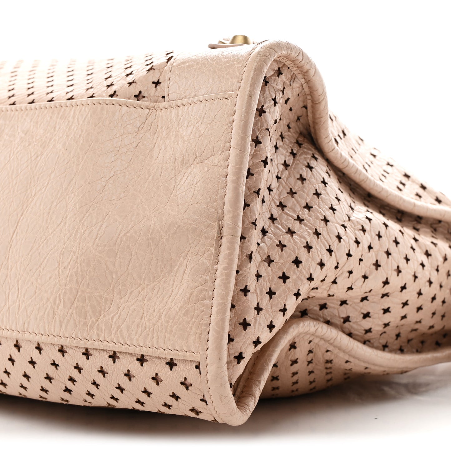 Agneau Laser Cut Cross Classic Gold Hardware City Rose Peach