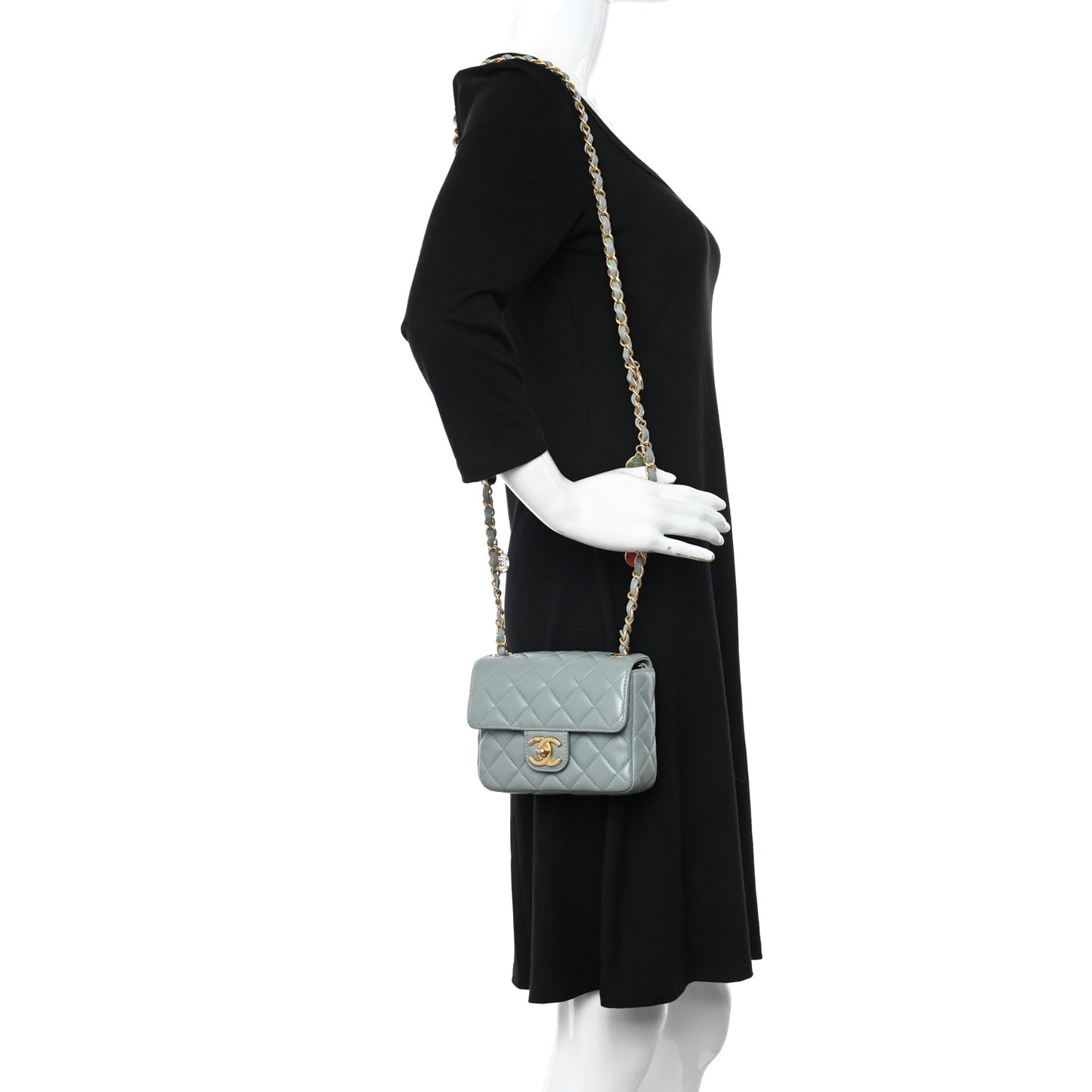 Lambskin Quilted Casino Chips Mini Square Flap Grey