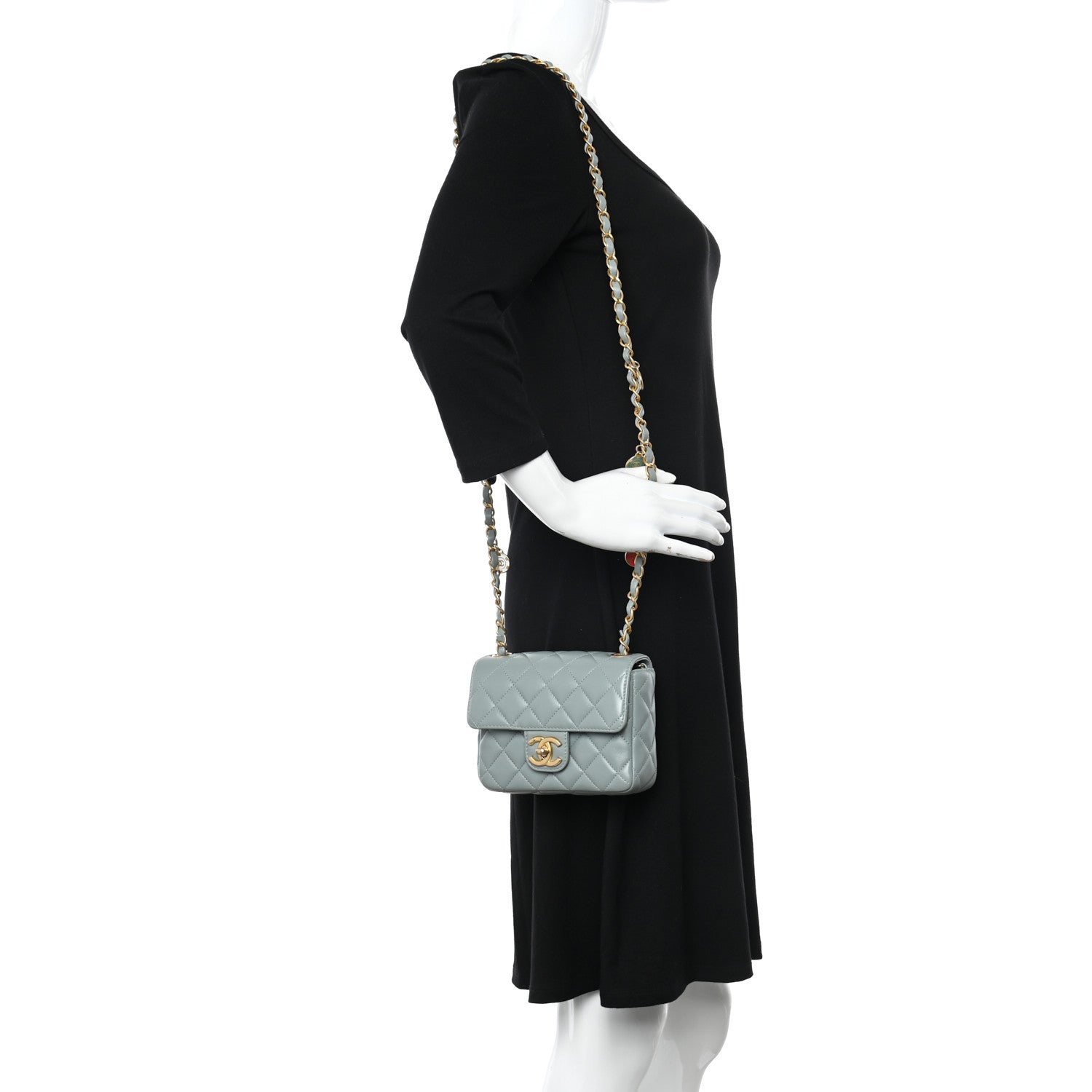 Chanel Lambskin Quilted Casino Chips Mini Square Flap Grey 2 of 10