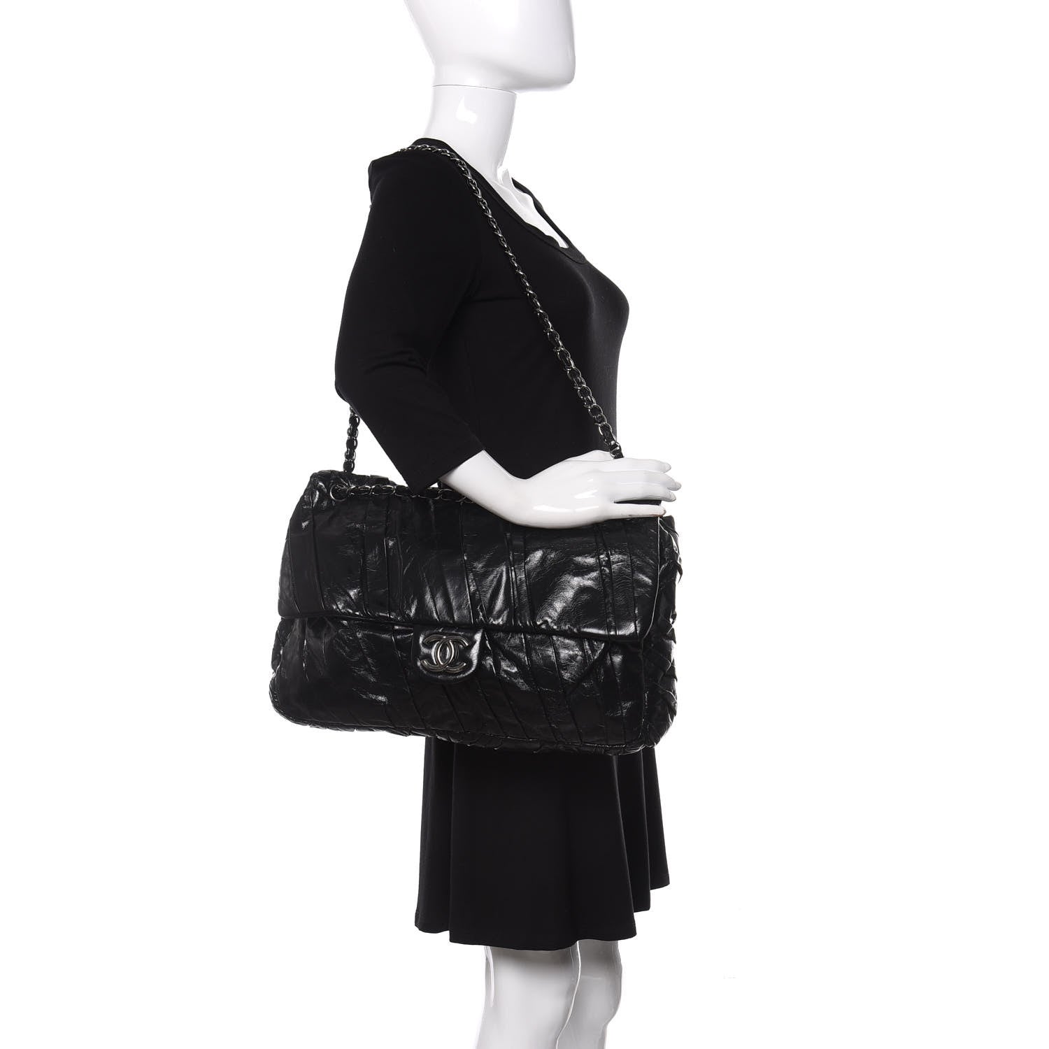Chanel Glazed Calfskin Twisted Maxi Flap Black 2 of 10