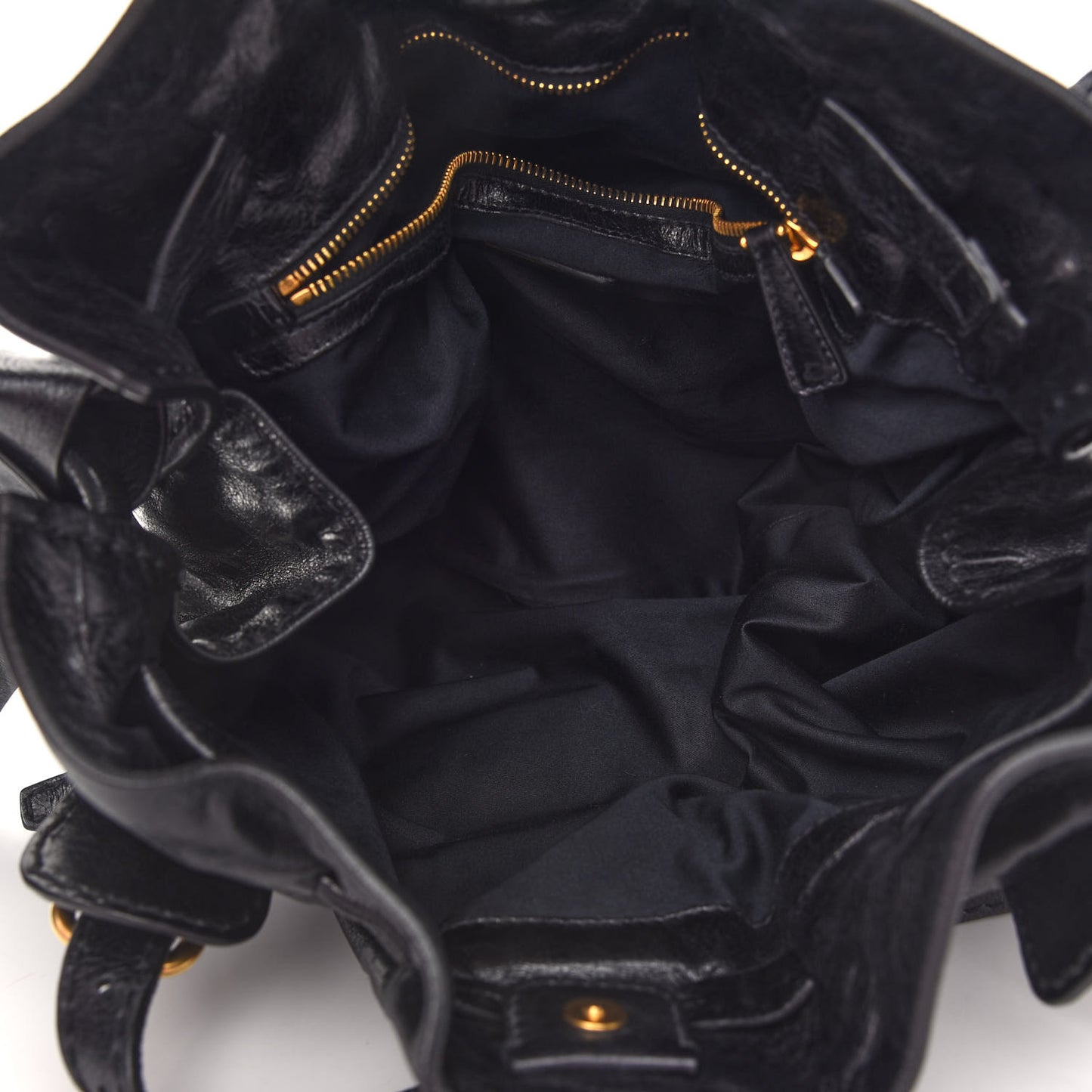 Vitello Drawstring Bow Satchel Black