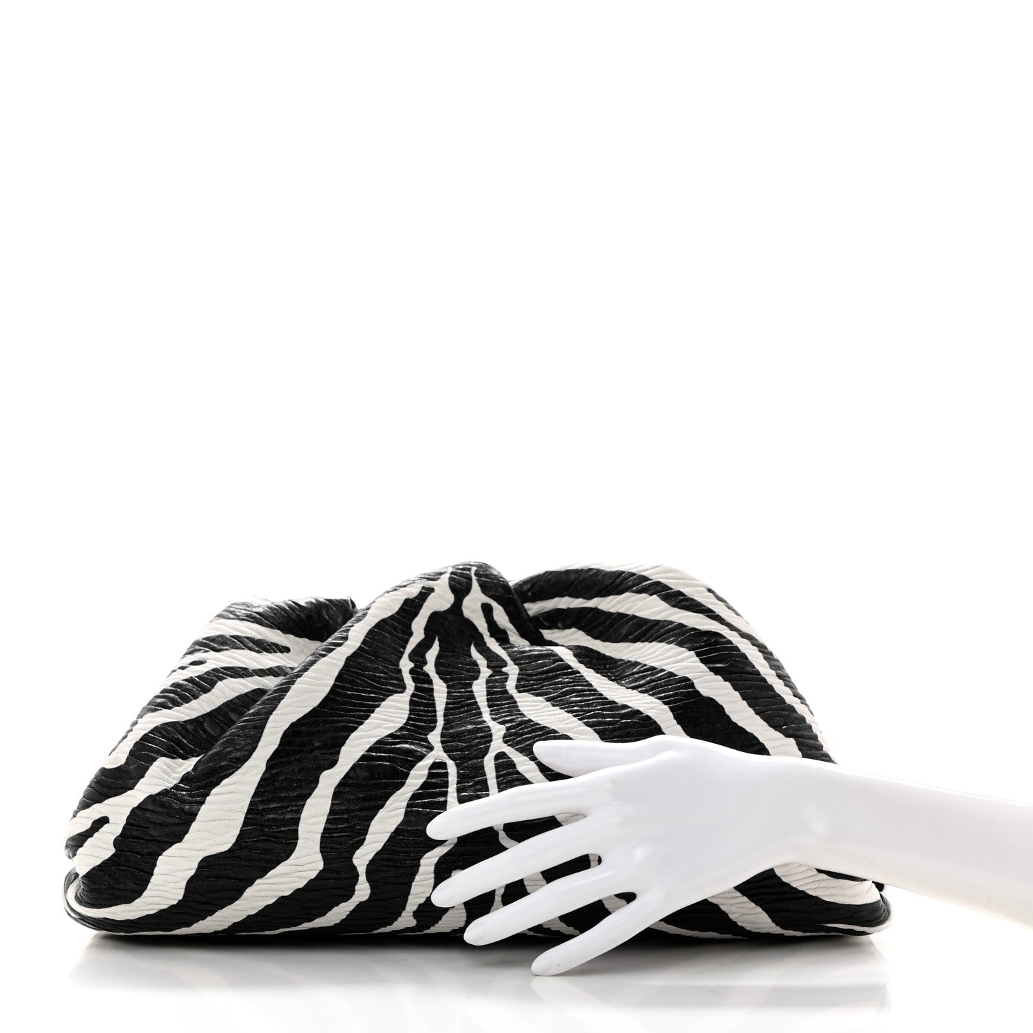 Bottega Veneta Nappa Zebra Print The Pouch Oversized Clutch White Black 2 of 7