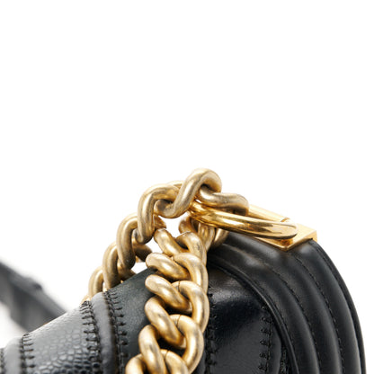 Chanel Caviar Glazed Calfskin Chevron Medium Boy Flap Black 11 of 12