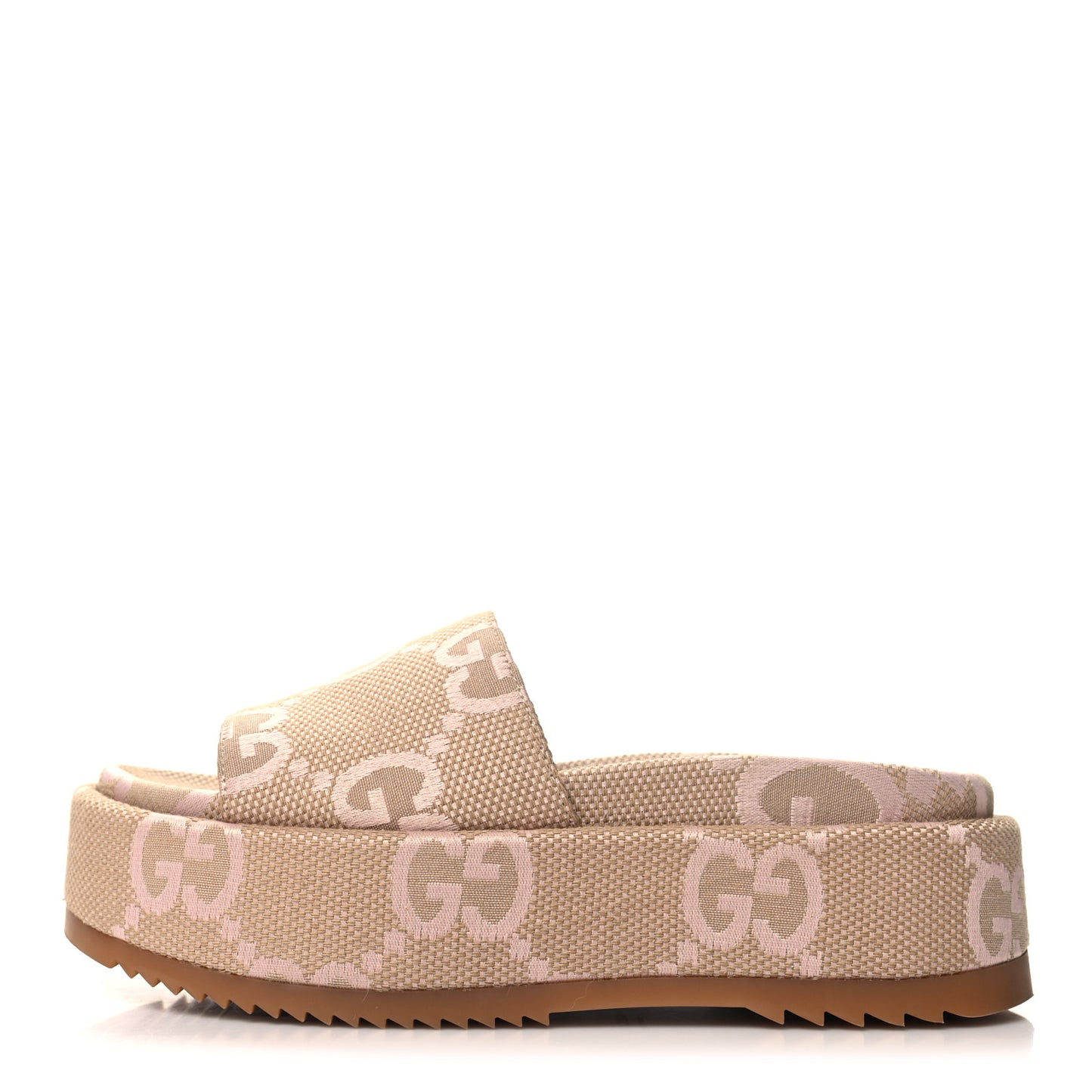 Monogram Jumbo GG Angelina Platform 55mm Slide Sandals 35 Beige Perfect Pink