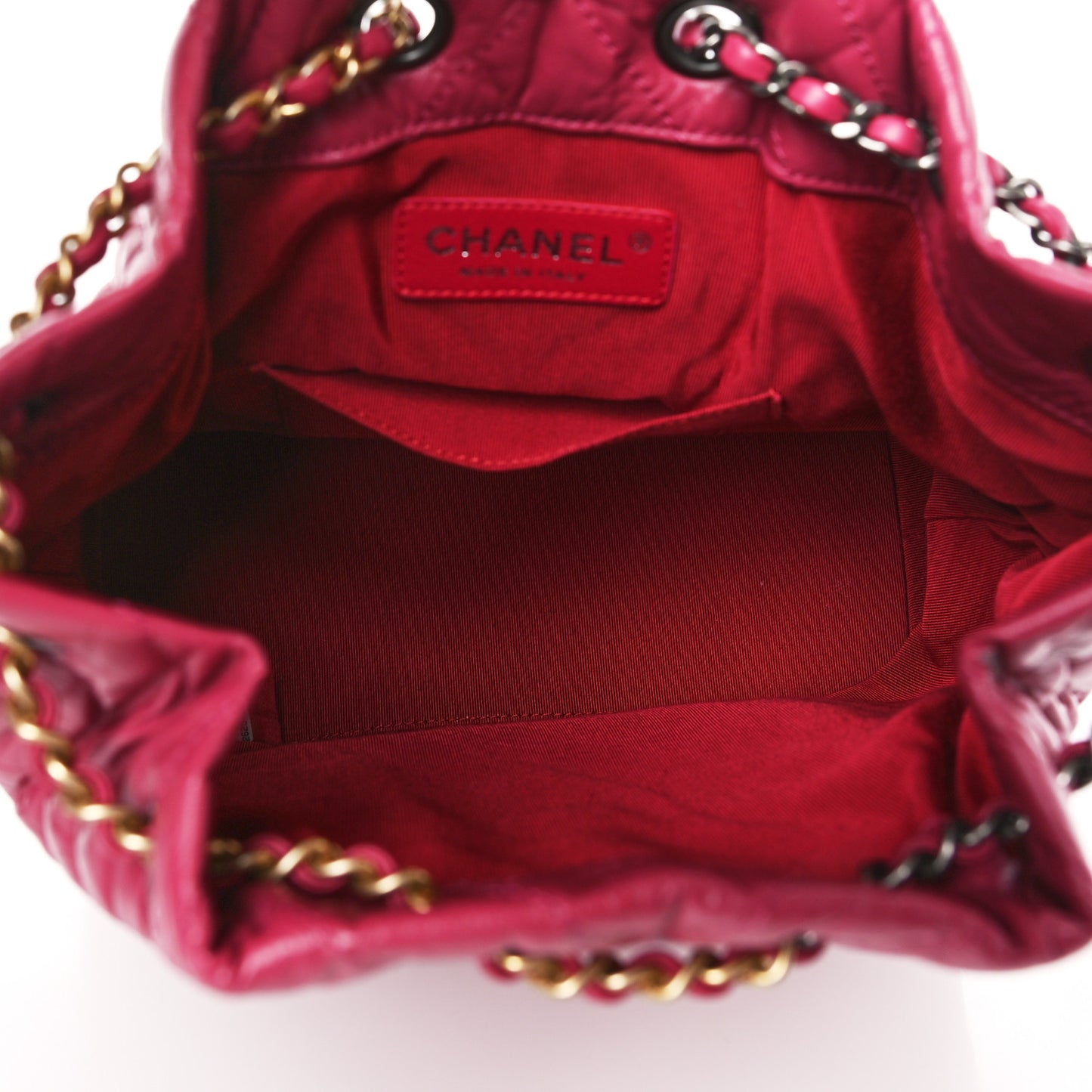 Aged Calfskin Chevron Quilted Small Gabrielle Backpack Dark Pink