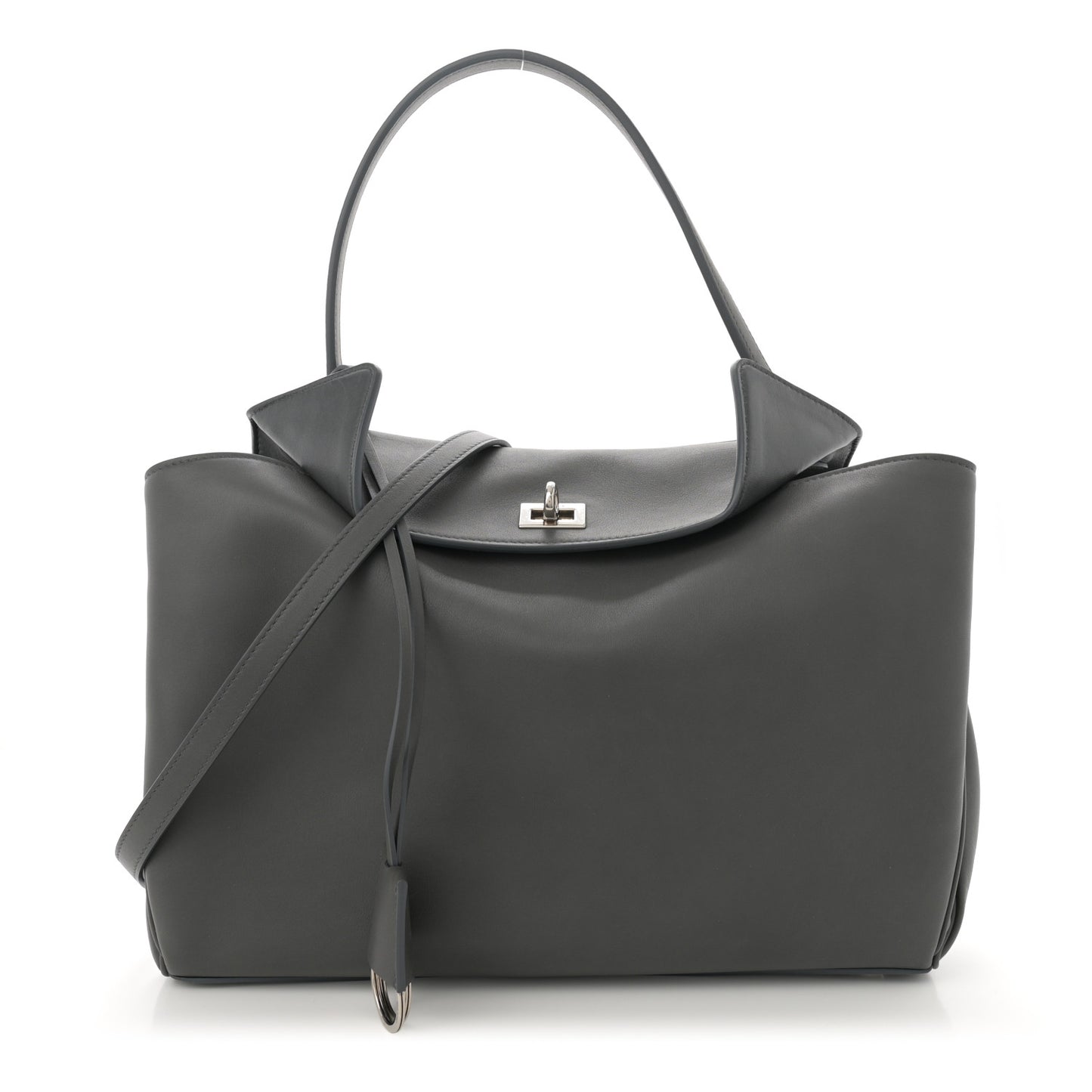 Natural Smooth Calfskin Medium Rodeo Top Handle Handbag Grey