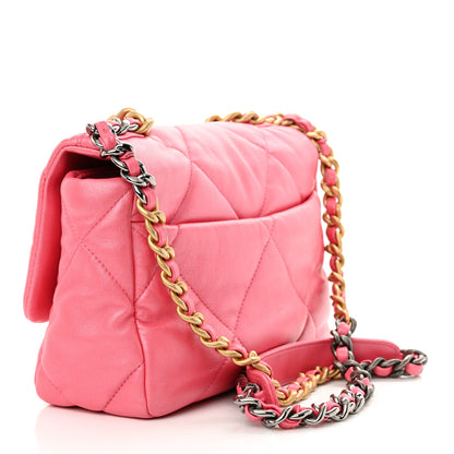 Chanel Shiny Lambskin Quilted Medium Chanel 19 Flap Pink 3 of 10