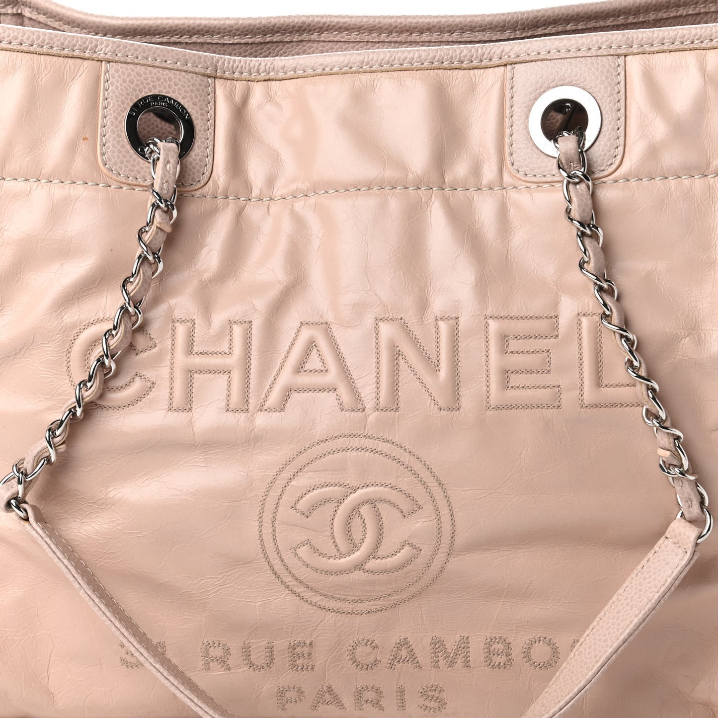 Glazed Calfskin Medium Deauville Tote Light Pink