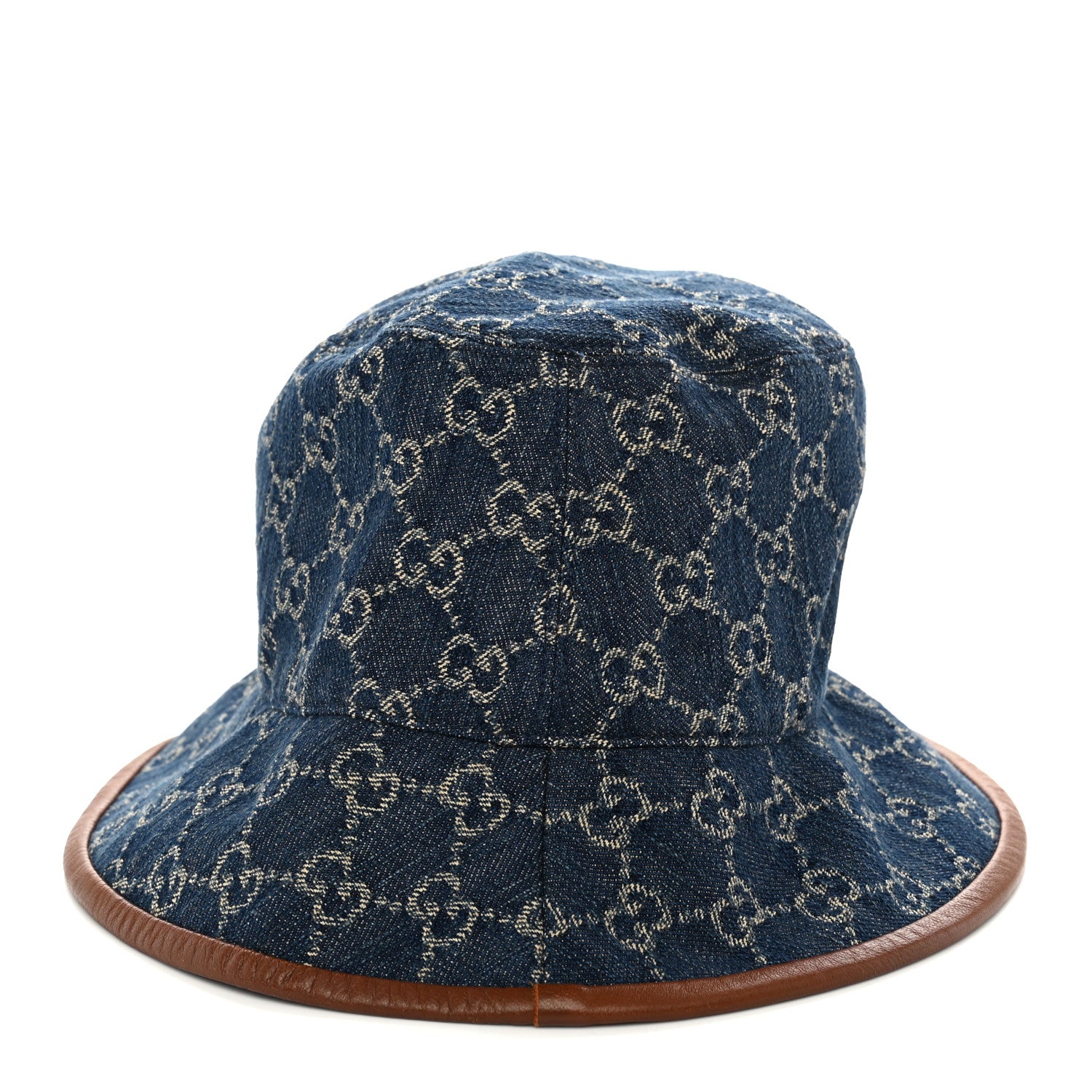 Gucci Washed Jacquard Denim Nappa GG Monogram Oscar Bucket Hat M Denim Cuir 4 of 8