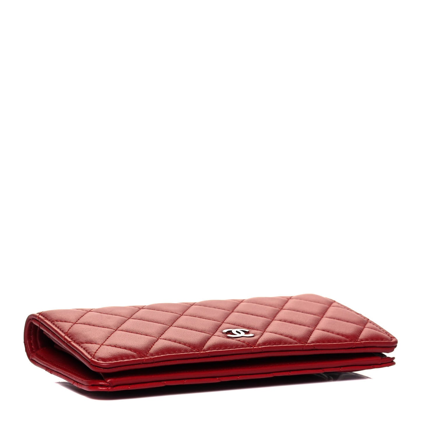 Lambskin Quilted Yen Wallet Red
