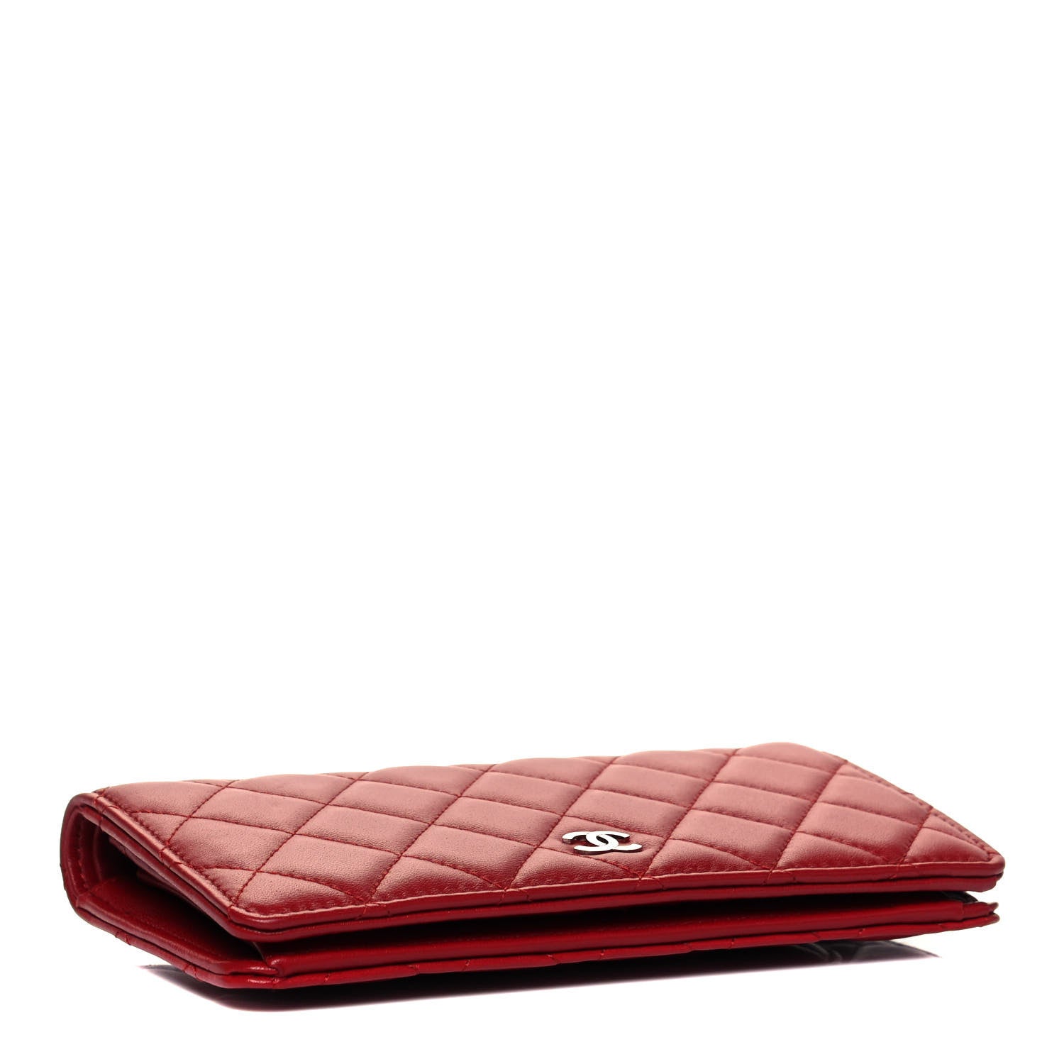 Chanel Lambskin Quilted Yen Wallet Red 4 of 6
