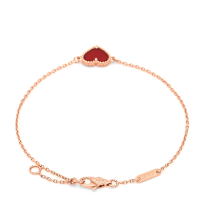 Van Cleef & Arpels 18K Rose Gold Carnelian Sweet Alhambra Heart Bracelet 3 of 6