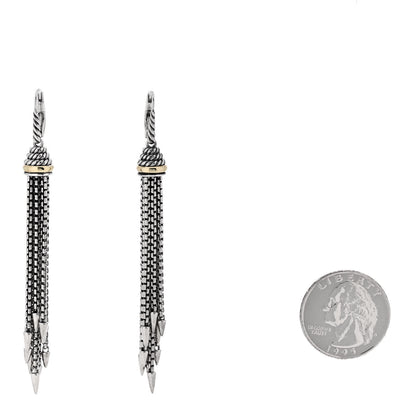 David Yurman Sterling Silver 14K Yellow Gold Tassel Drop Earrings 2 of 4
