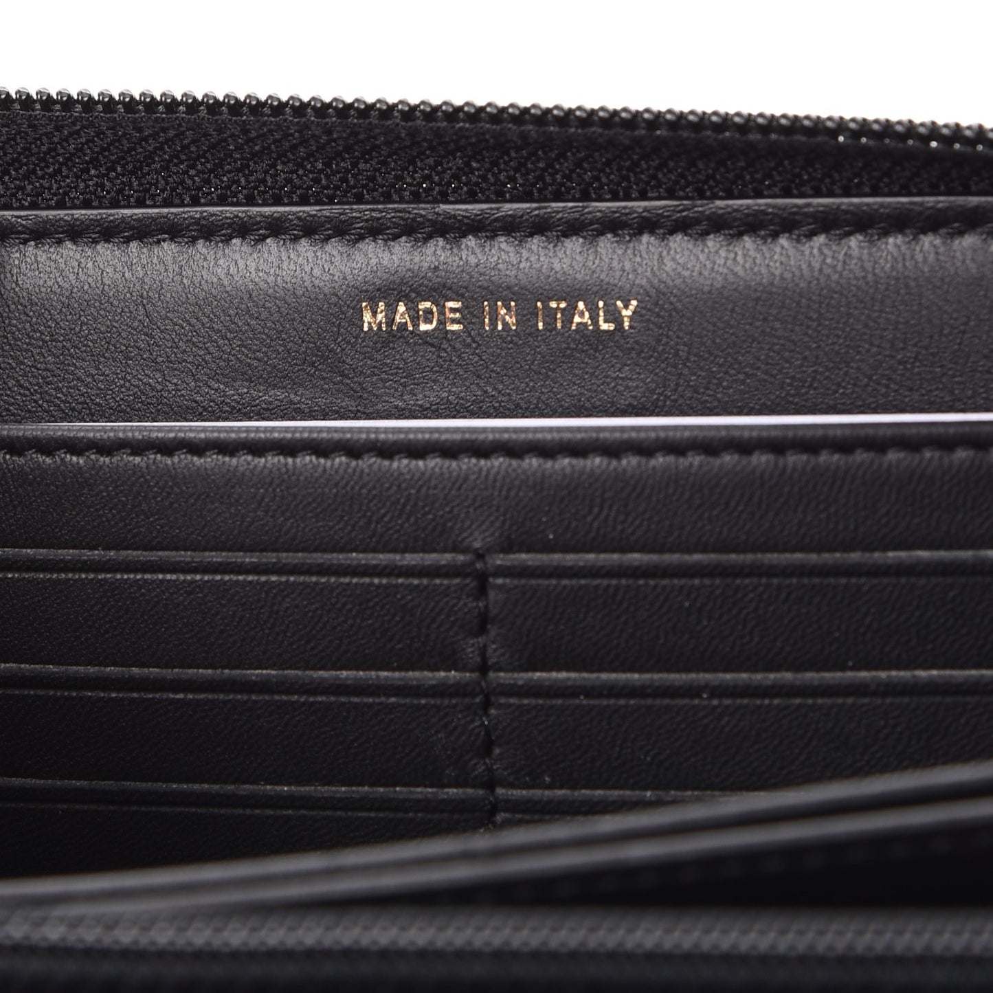 Lambskin Quilted Boy Zip Around Wallet Black
