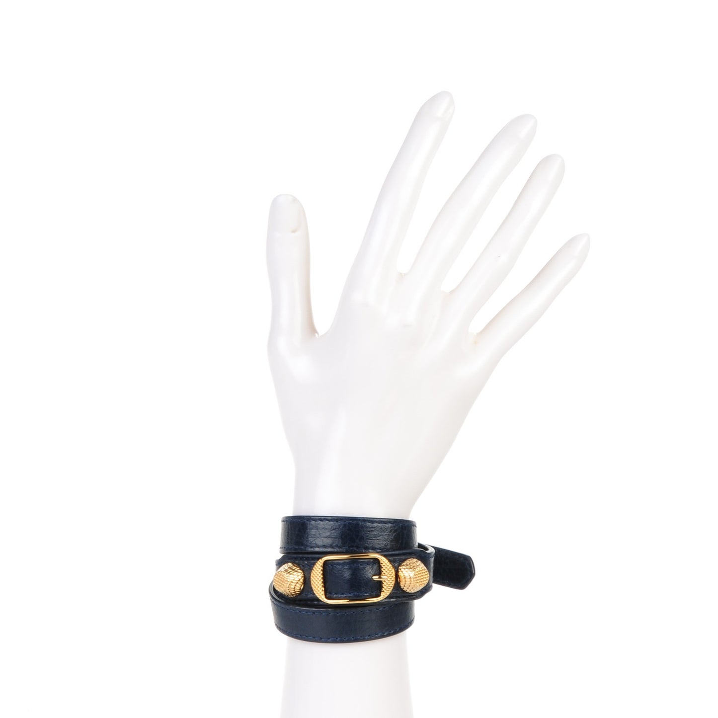 Agneau Giant 12 Gold Hardware Triple Tour Bracelet S Bleu Obscur