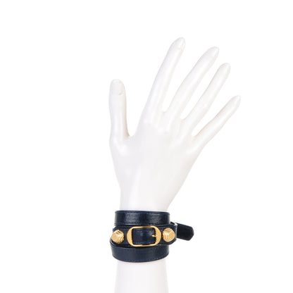 Balenciaga Agneau Giant 12 Gold Hardware Triple Tour Bracelet S Bleu Obscur 2 of 7