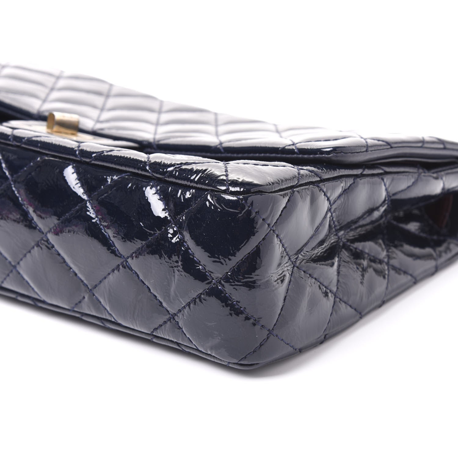 Chanel Distressed Patent Quilted 2.55 Reissue 227 Flap Dark Blue 6 of 10
