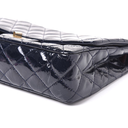 Chanel Distressed Patent Quilted 2.55 Reissue 227 Flap Dark Blue 6 of 10