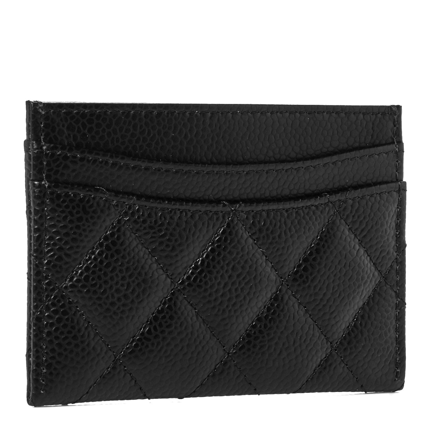 Caviar Quilted Card Holder Black