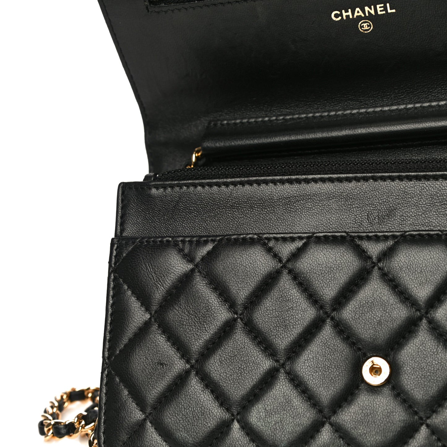 Lambskin Quilted Boy Wallet On Chain WOC Black