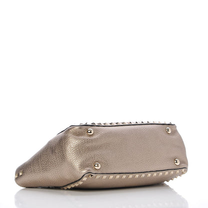 Valentino Garavani Metallic Alce Printed Calfskin Small Rockstud Tote Sasso 4 of 7
