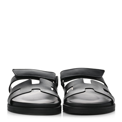 Hermes Calfskin Womens Chypre Sandals 37 Black 2 of 8
