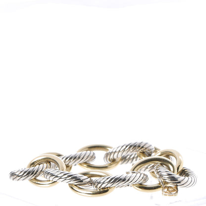 David Yurman Sterling Silver 18K Yellow Gold 17mm Extra Large Oval Link Bracelet 3 of 4