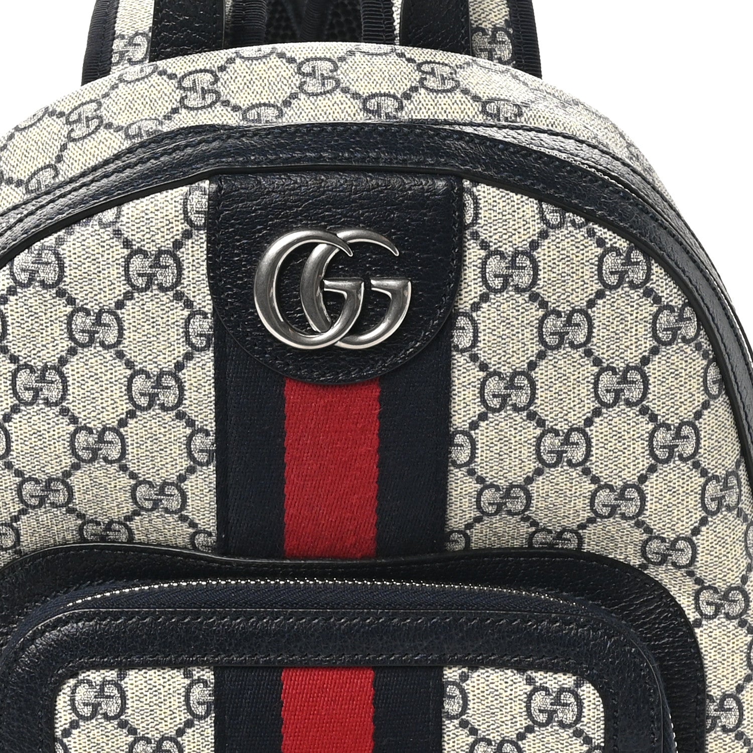 Gucci GG Supreme Monogram Textured Dollar Calfskin Web Small Ophidia Day Backpack Beige Blue Black 8 of 10