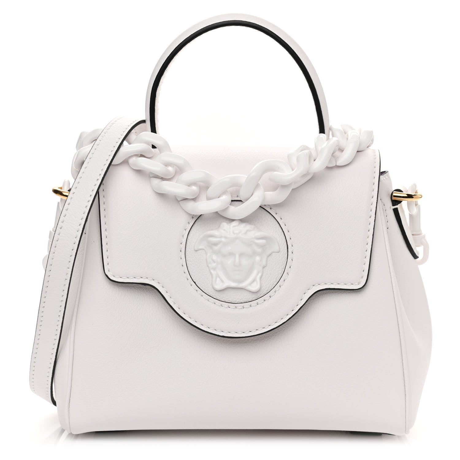 Versace Grained Calfskin Small La Medusa Top Handle Bag White 1 of 9