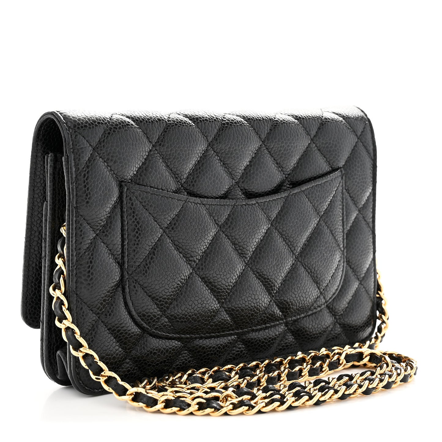 Caviar Quilted Wallet on Chain WOC Black