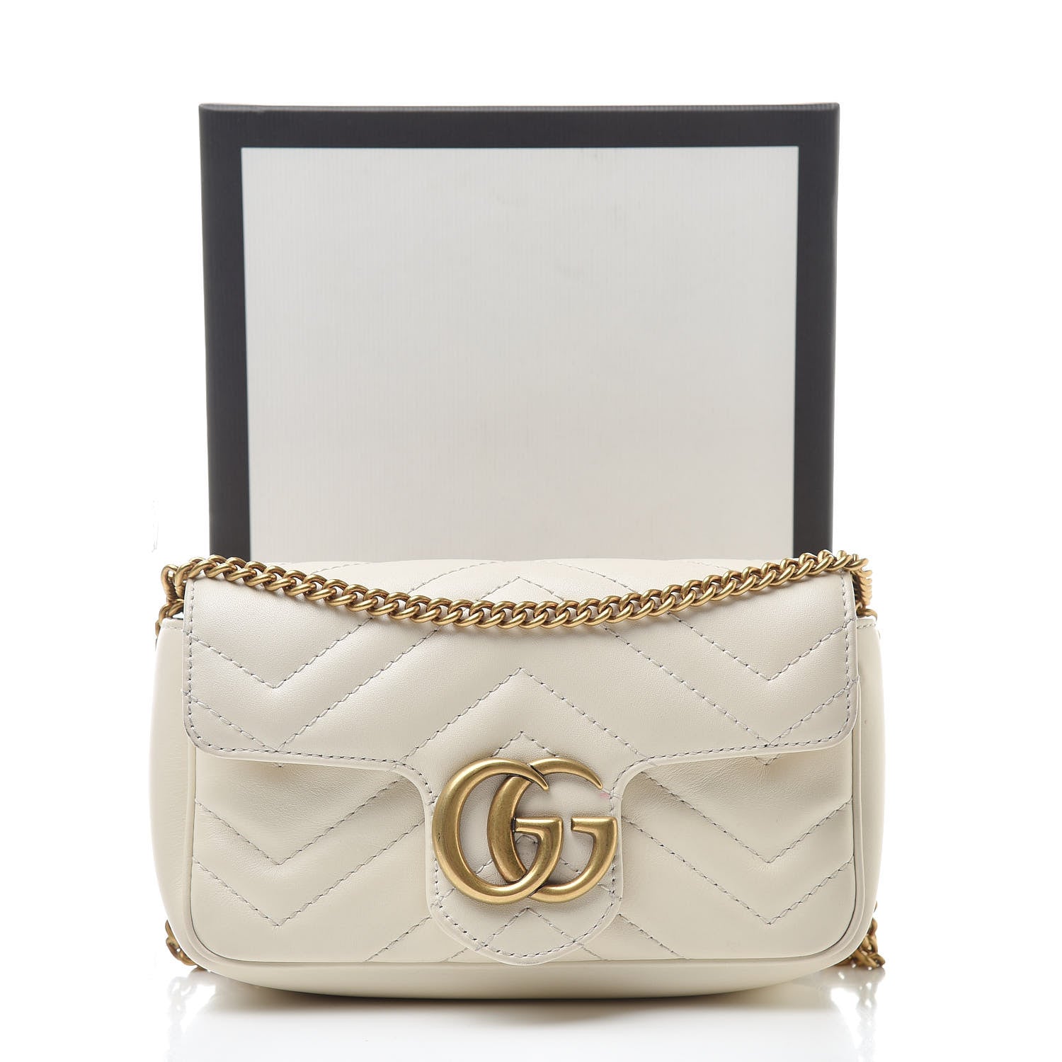 Gucci Calfskin Matelasse Super Mini GG Marmont Shoulder Bag White 16 of 16