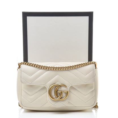 Gucci Calfskin Matelasse Super Mini GG Marmont Shoulder Bag White 16 of 16