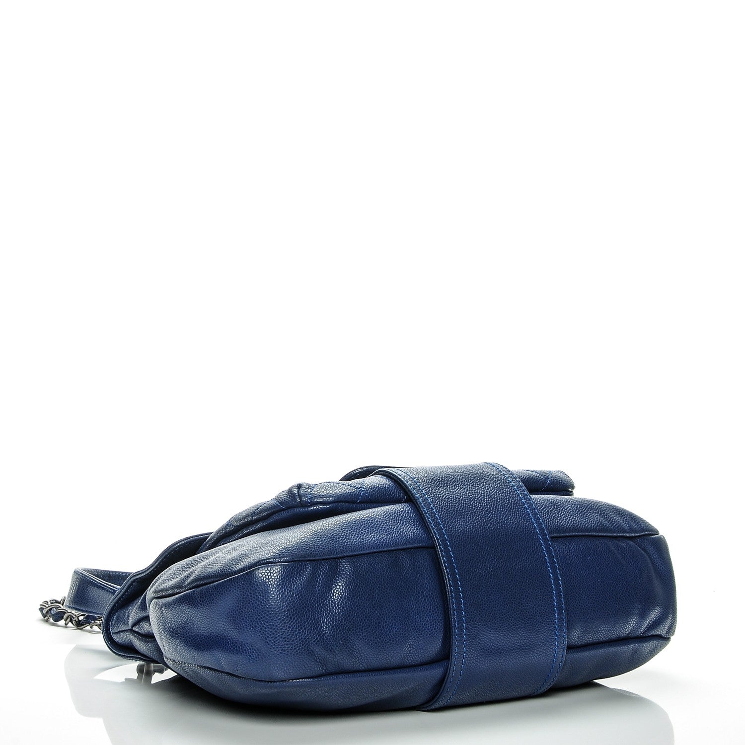 Chanel Glazed Caviar Flap Hobo Dark Blue 4 of 7