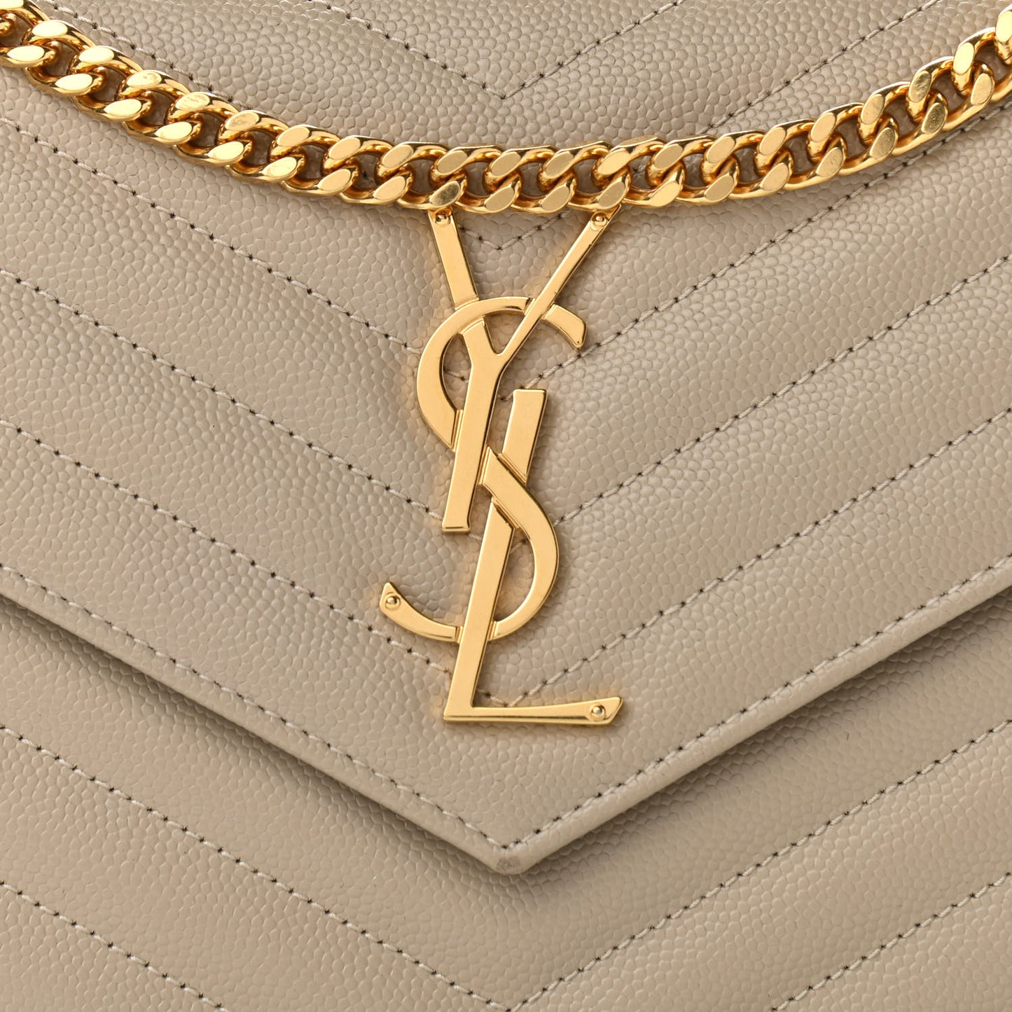 Grain De Poudre Matelasse Chevron Monogram Chain Wallet Sea Salt
