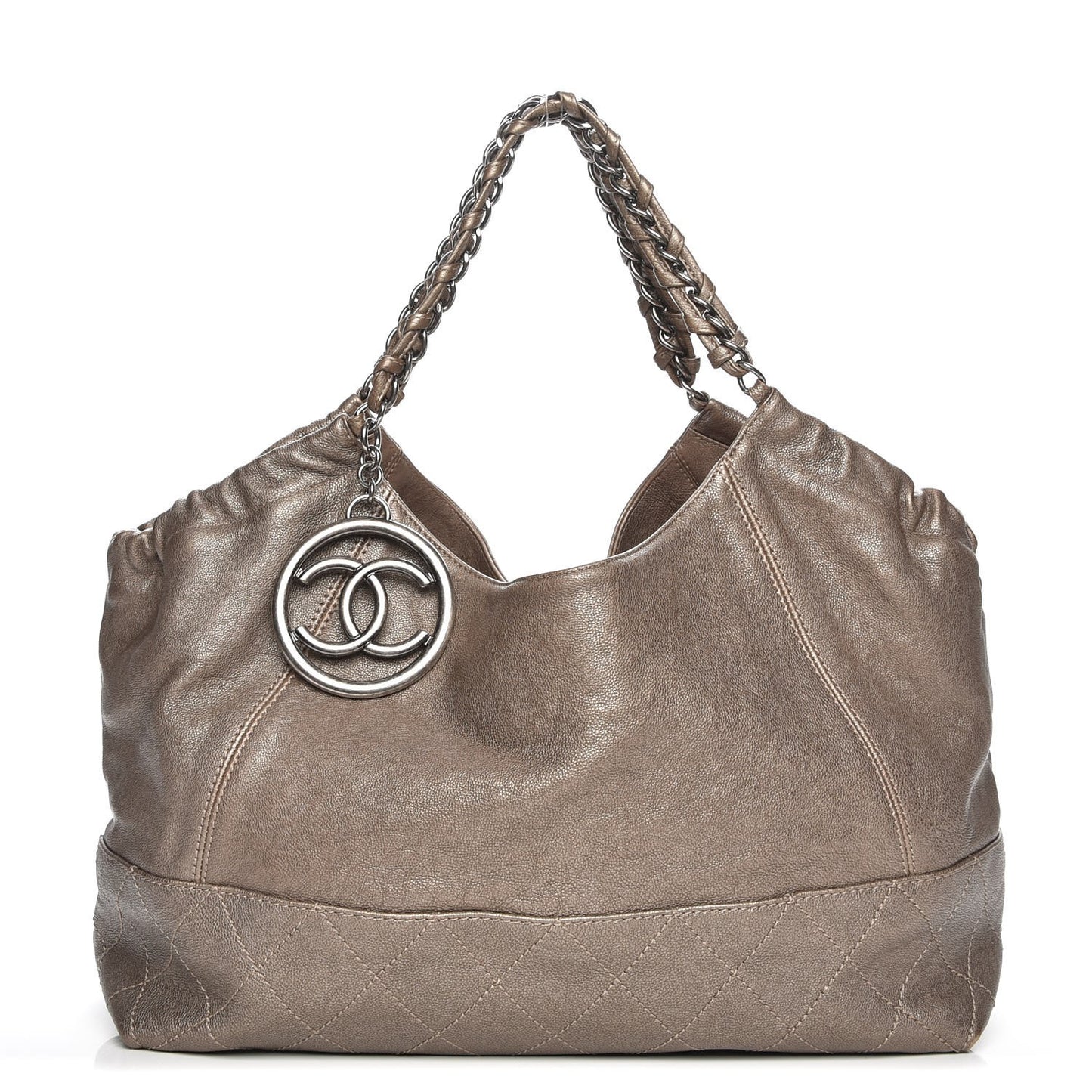Metallic Calfskin Baby Coco Cabas Pewter