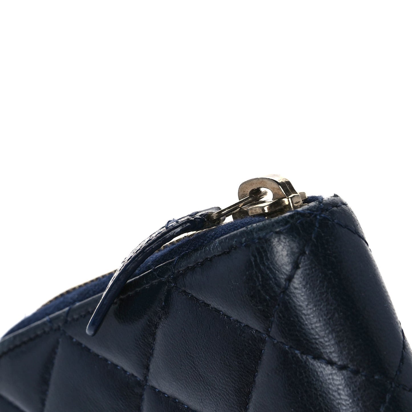 Lambskin Quilted Large Gusset Zip Around Wallet Blue