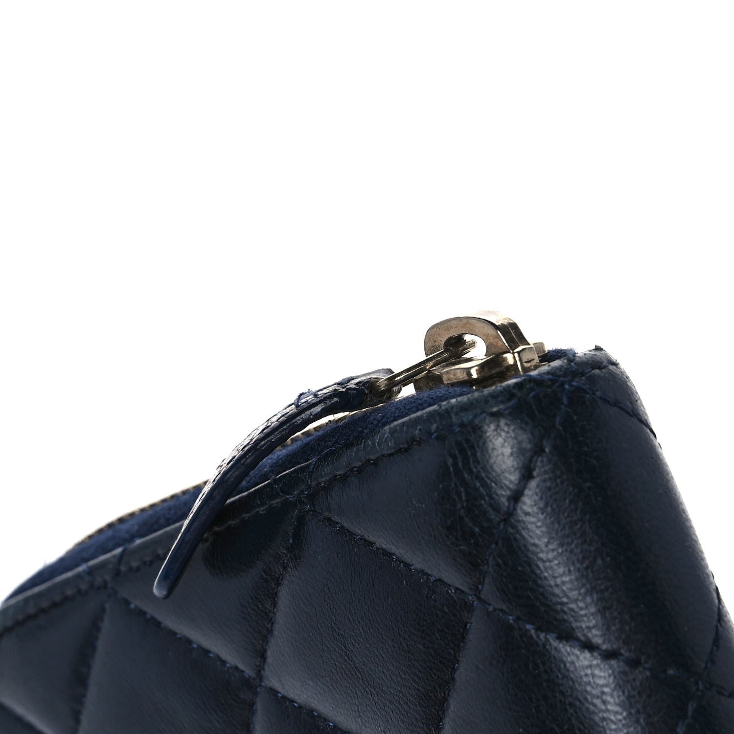 Chanel Lambskin Quilted Large Gusset Zip Around Wallet Blue 9 of 14