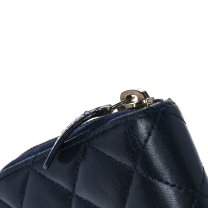 Chanel Lambskin Quilted Large Gusset Zip Around Wallet Blue 9 of 14
