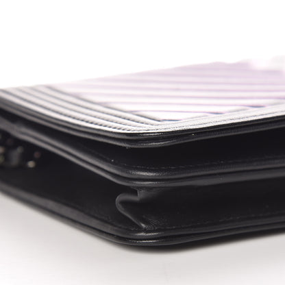 Chanel Calfskin Painted Chevron Embossed Boy Wallet On Chain WOC Black 9 of 15