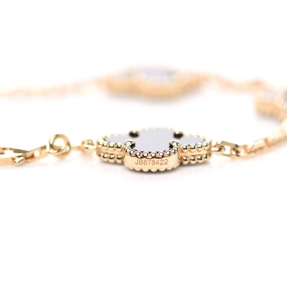 Van Cleef & Arpels 18K Yellow Gold Black Onyx 5 Motifs Vintage Alhambra Bracelet 5 of 8