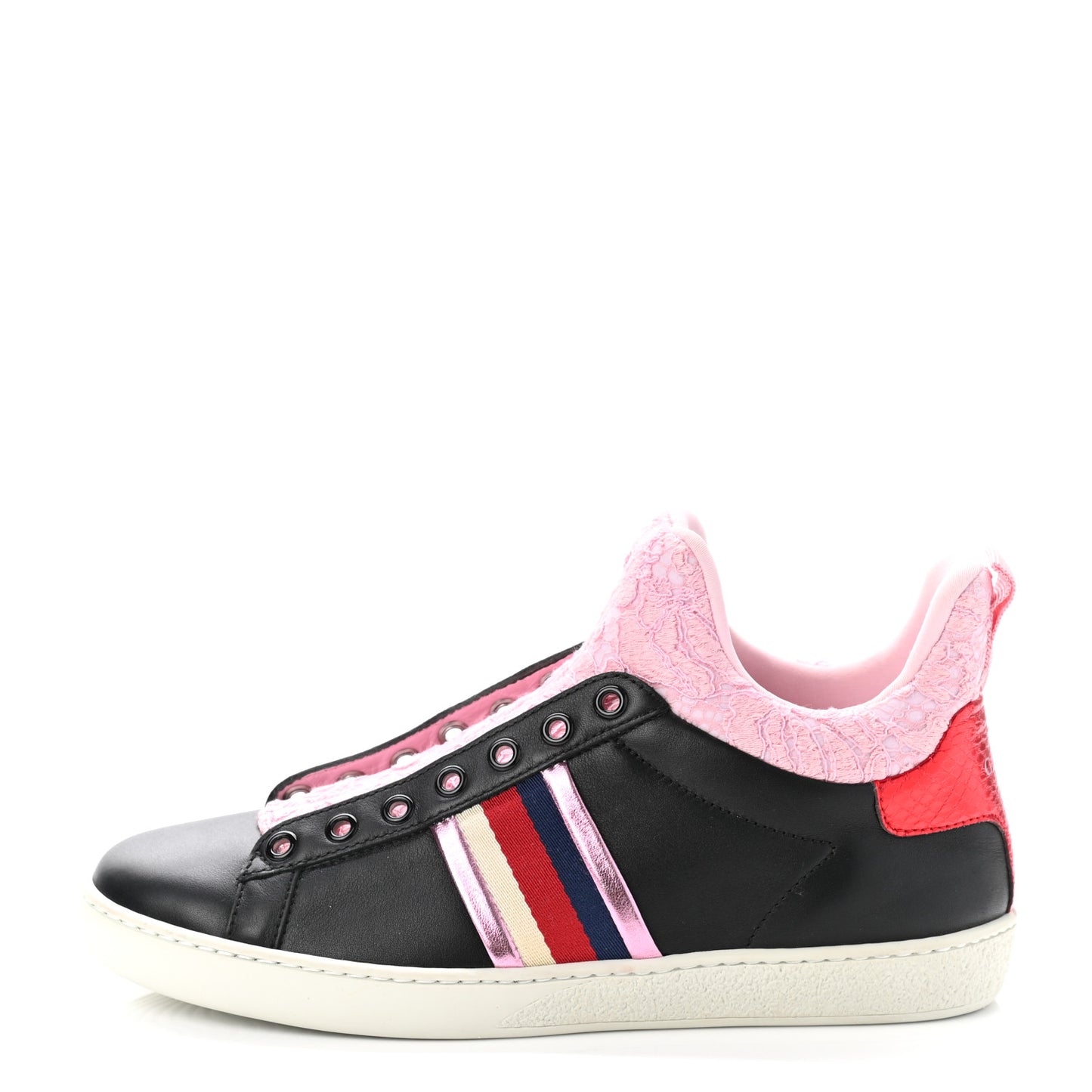Calfskin Lace Ayers Sylvie Web Womens New Ace High Top Sneakers 36.5 Black