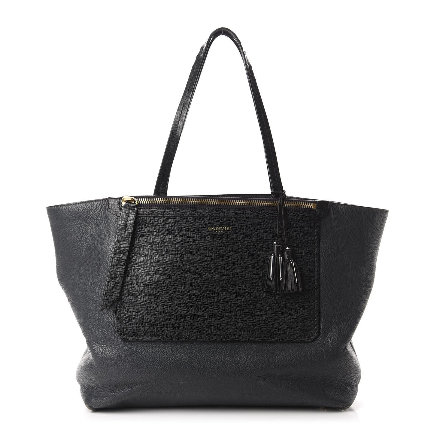 Grained Calfskin New Easy Shopper Tote Navy Black